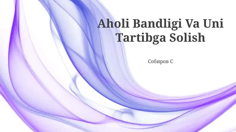 Aholi Bandligi Va Uni Tartibga Solish