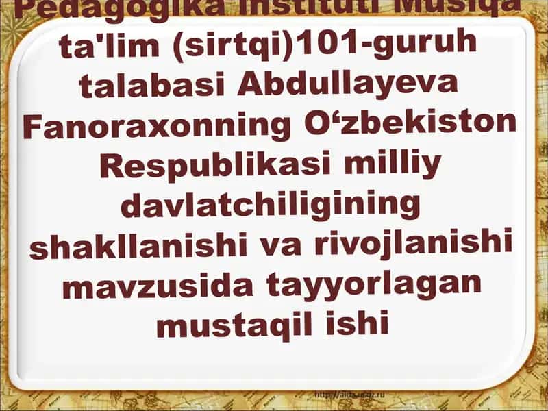 Respublika milliy davlatchiligining shakllanishi va rivojlanishi