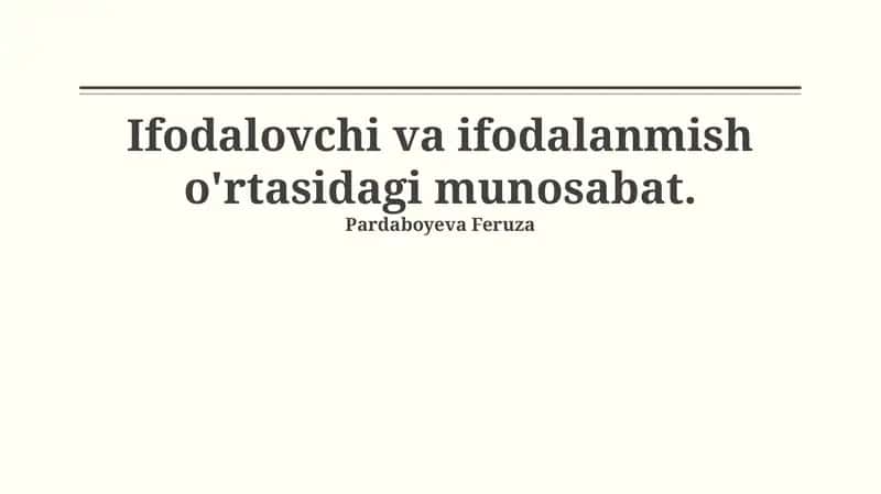 Ta'riflovchi va Ta'riflanuvchi