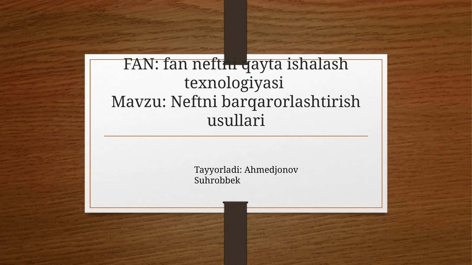 Neftni barqarorlashtirish usullari