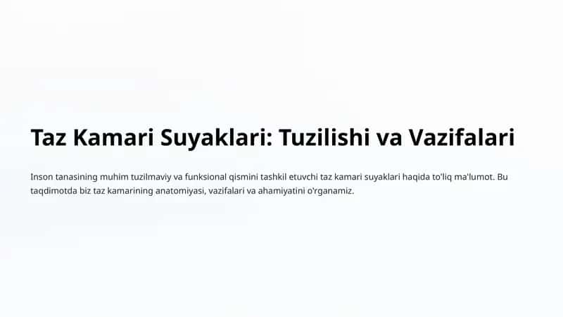 Taz Kamari Suyaklari: Tuzilishi va Vazifalari