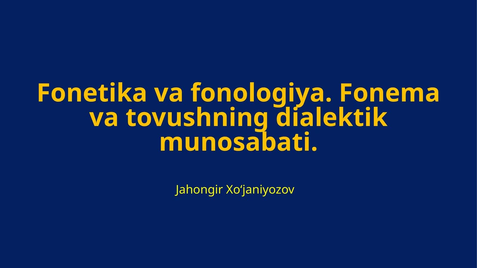Fonetika va gonologiya