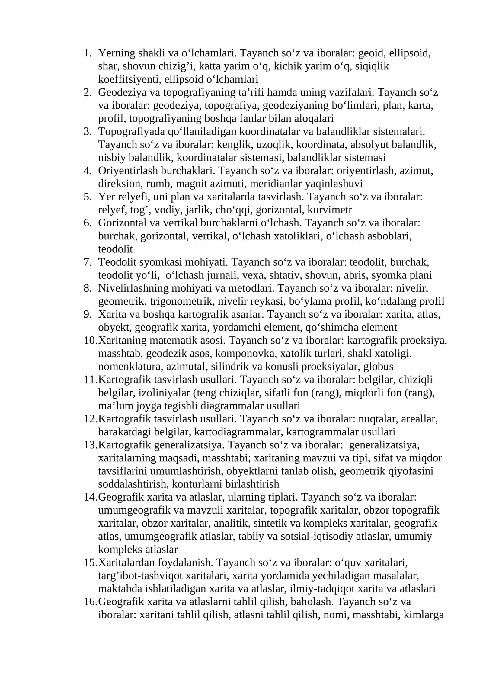 Topografiyada qo‘llaniladigan koordinatalar va balandliklar sistemalari