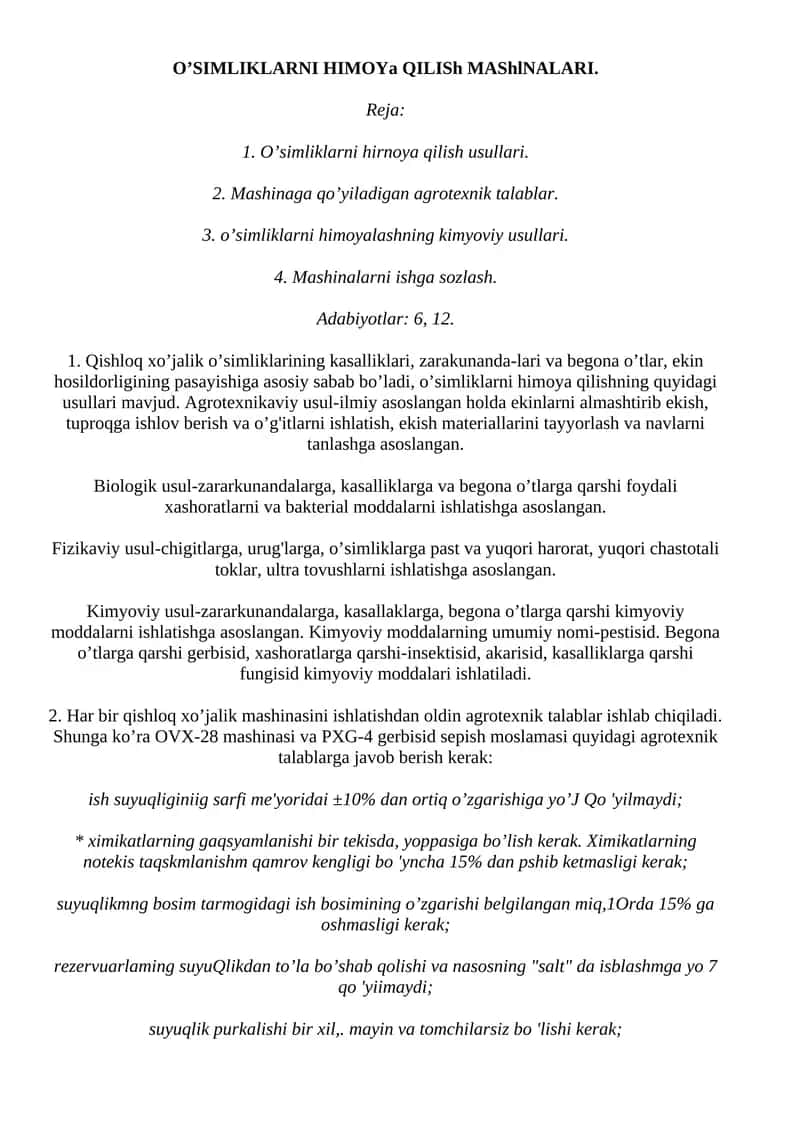 O’simliklarni himoya qilish usullari