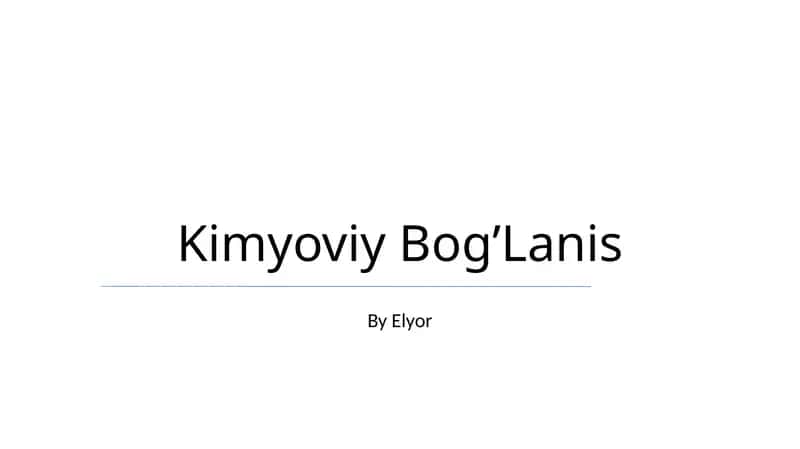 Kimyoviy Bog’Lanis