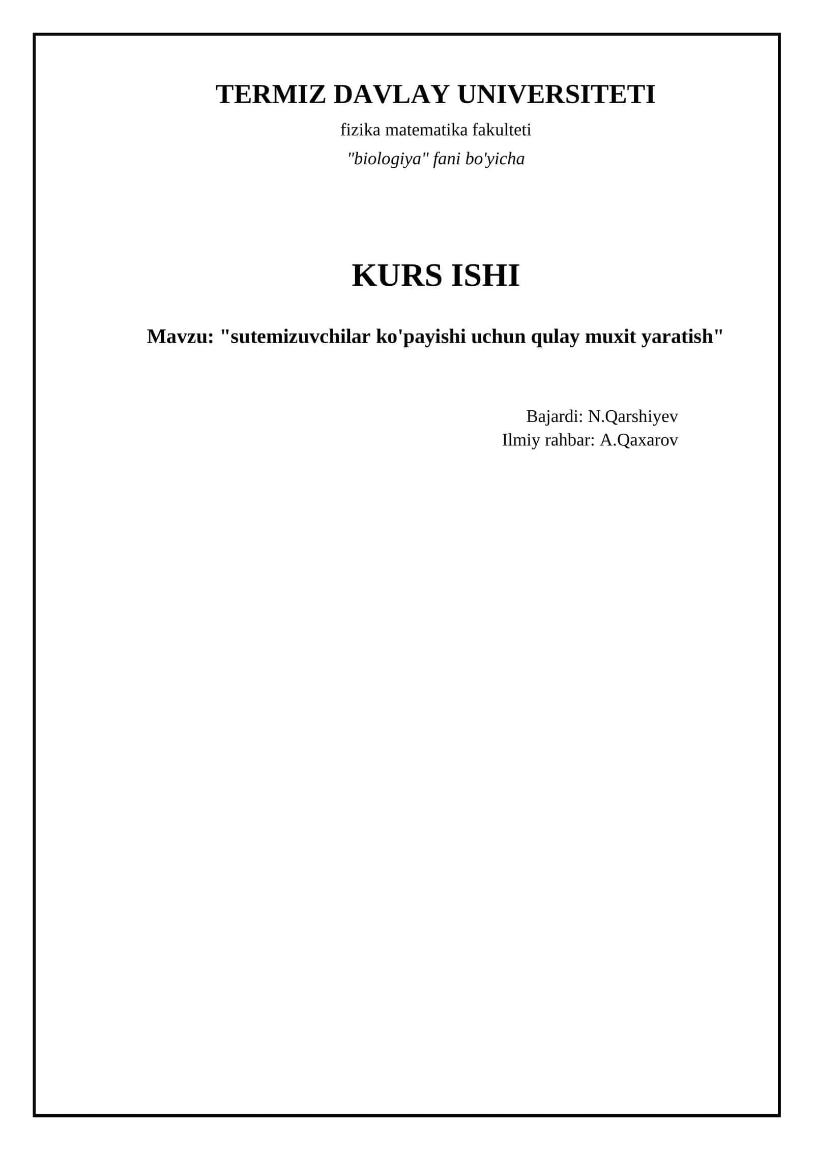 "sutemizuvchilar ko'payishi uchun qulay muxit yaratish"