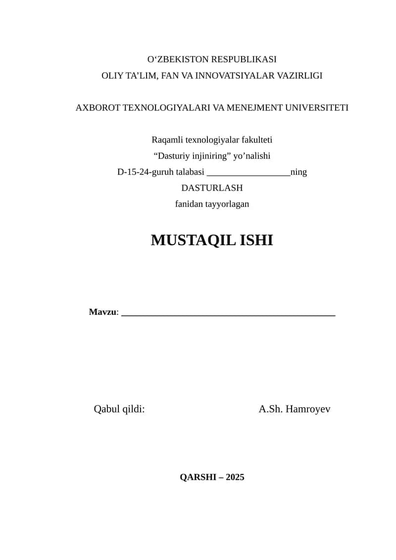 MUSTAQIL ISHI