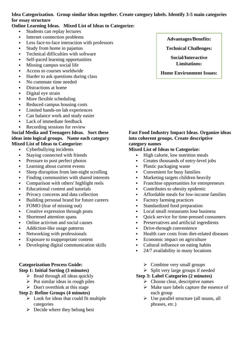 Online Learning Ideas