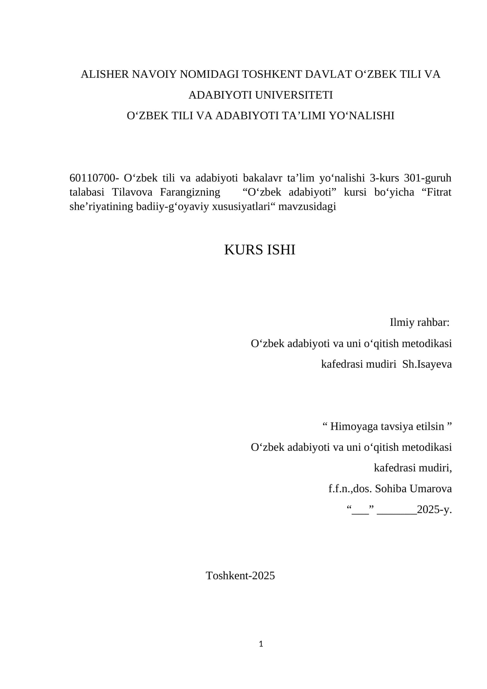 Fitrat sheʼriyatining badiiy-gʻoyaviy xususiyatlari