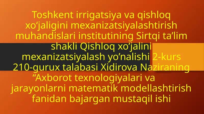Axborot texnologiyalari va xizmatlar