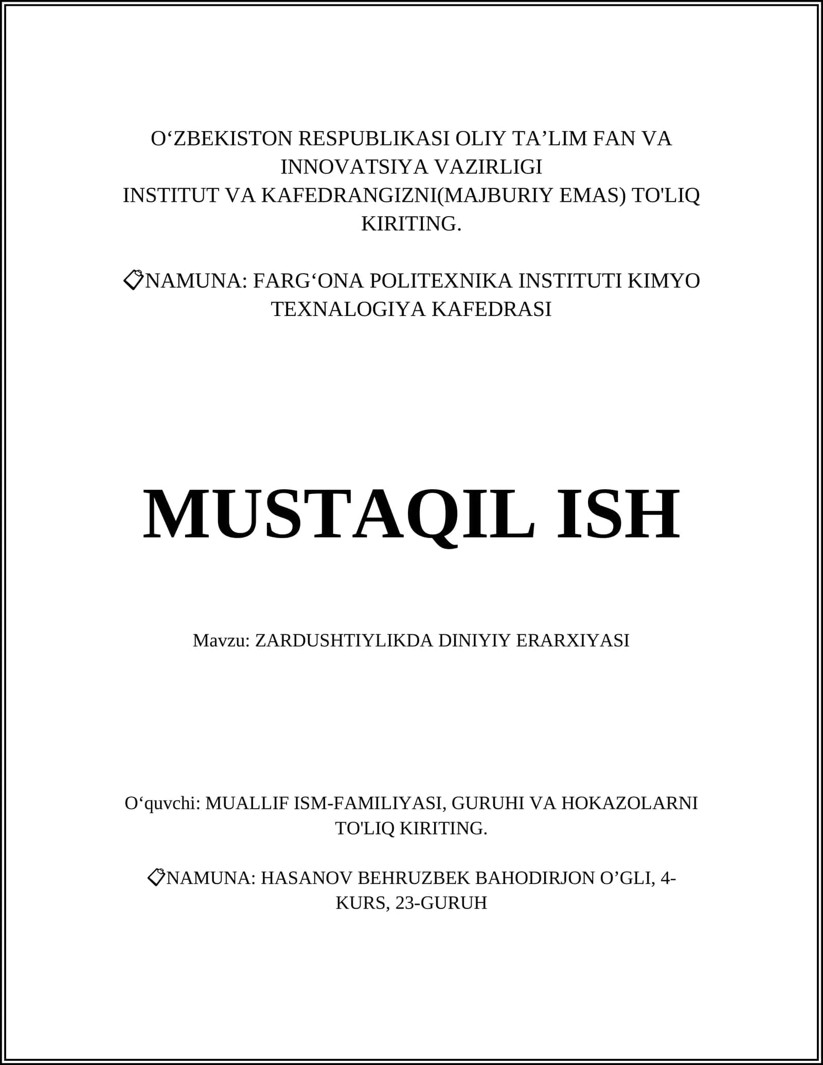 ZARDUSHTIYLIKDA DINIYIY ERARXIYASI