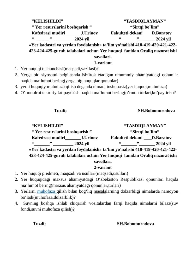 Yer kadastri va yerdan foydalanish
