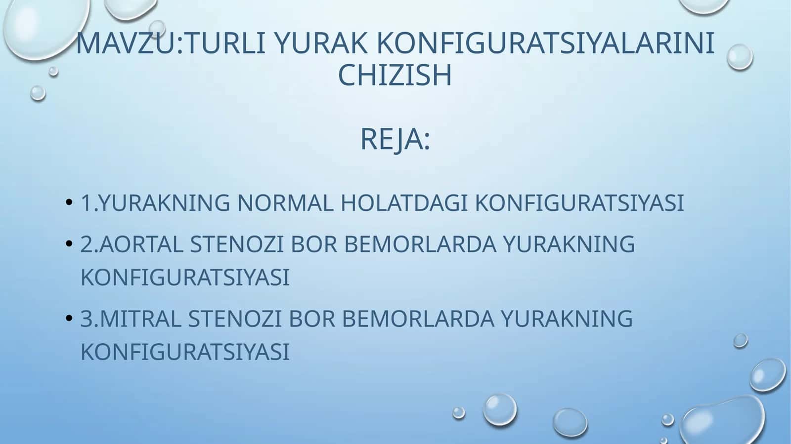TURLI YURAK KONFIGURATSIYALARINI CHIZISH