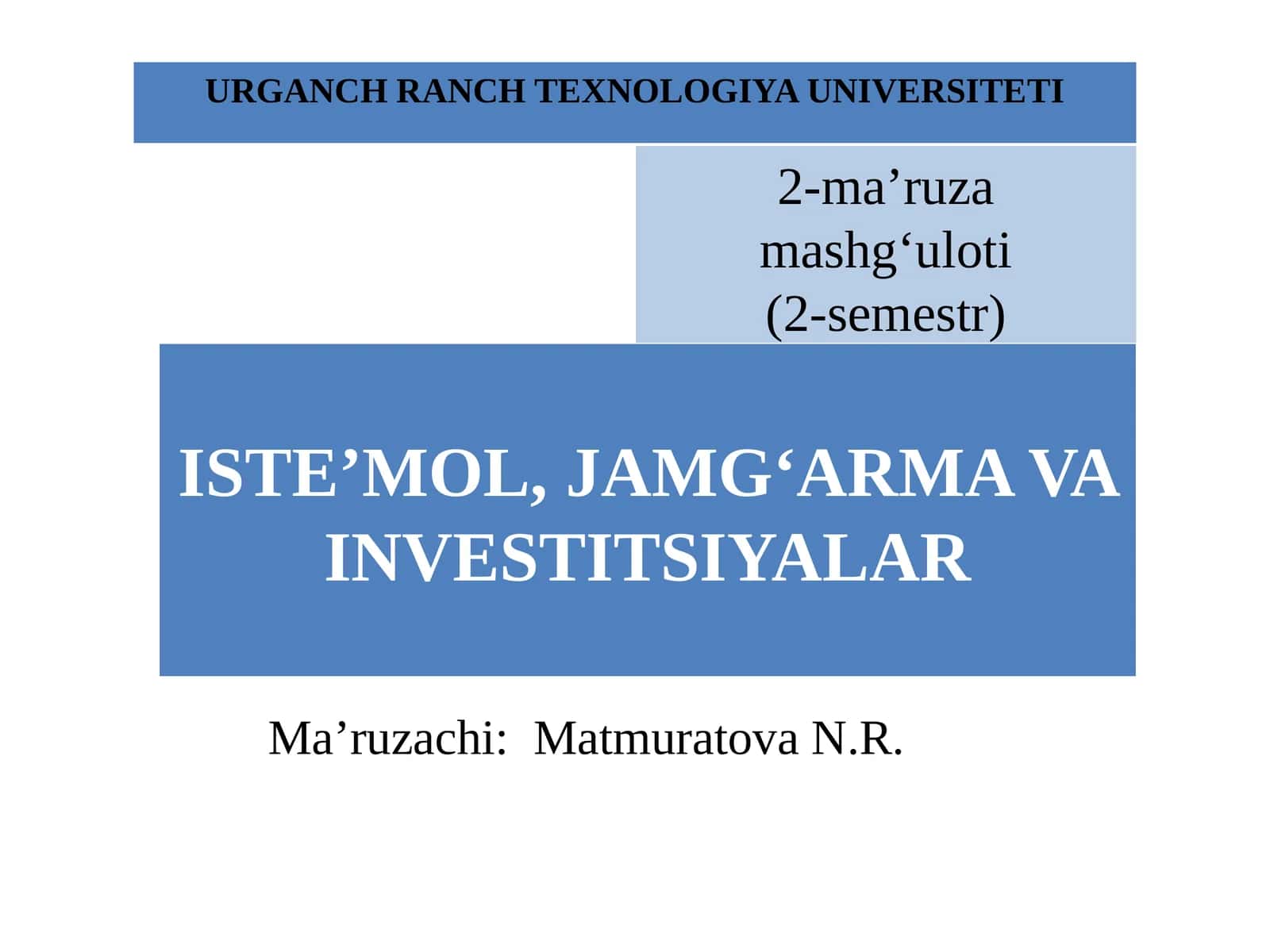 Iste’mol, jamg‘arma va investitsiyalar