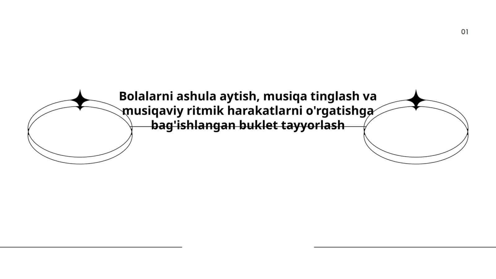 Bolalarni ashula aytish, musiqa tinglash va musiqaviy ritmik harakatlarni o'rgatishga bag'ishlangan buklet tayyorlash