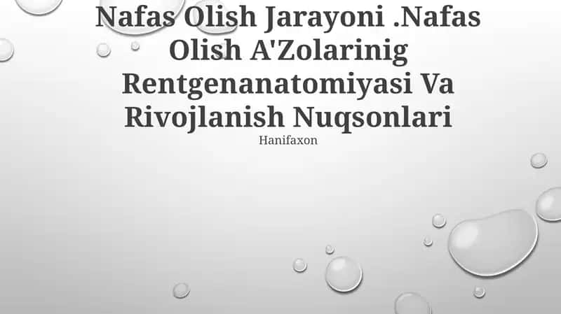 Nafas Olish Jarayoni.Nafas Olish A'Zolarinig Rentgenanatomiyasi Va Rivojlanish Nuqsonlari