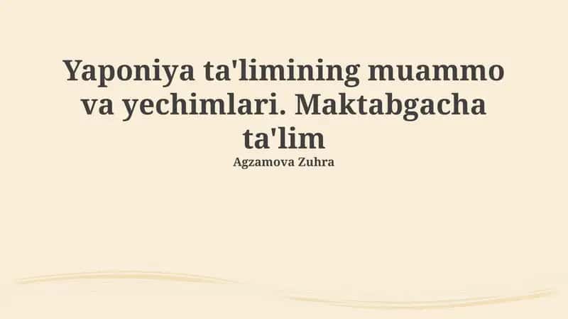 Yaponiya ta'limining muammo va yechimlari