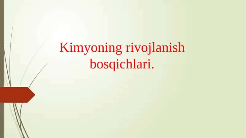 Kimyoning rivojlanish bosqichlari