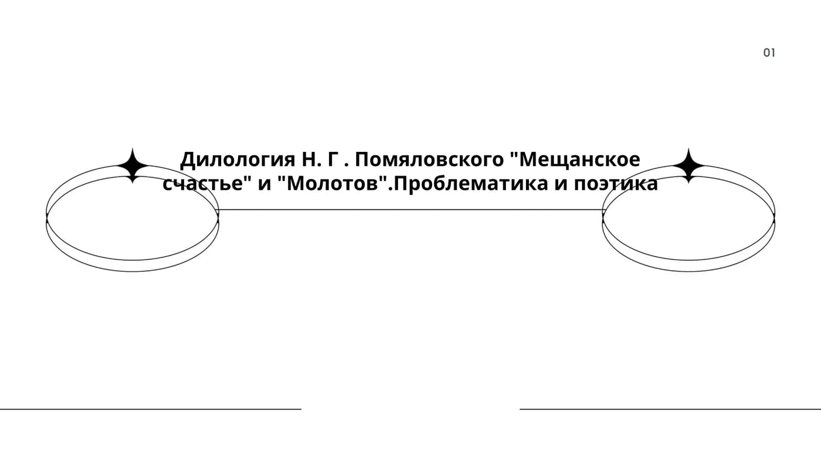 Дилология Н. Г. Помяловского "Мещанское счастье" и "Молотов".Проблематика и поэтика