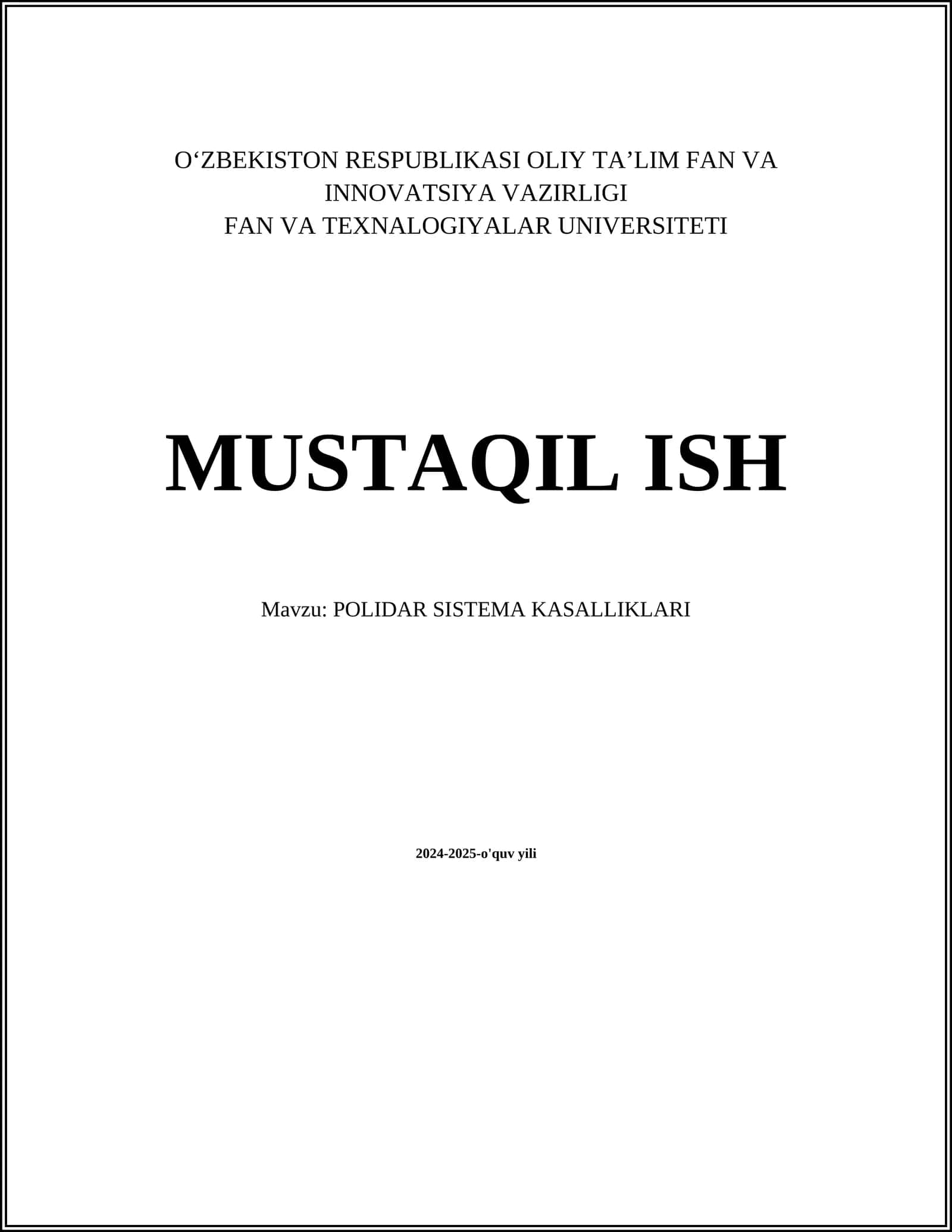 POLIDAR SISTEMA KASALLIKLARI