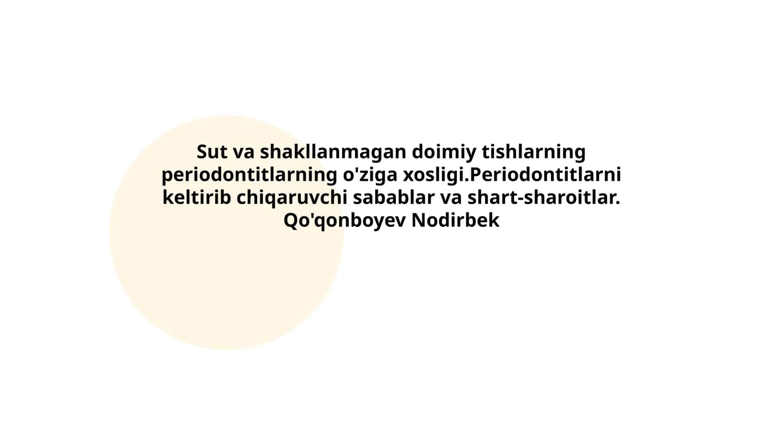 Sut va shakllanmagan doimiy tishlarning periodontitlarning o'ziga xosligi.Periodontitlarni keltirib chiqaruvchi sabablar va shart-sharoitlar