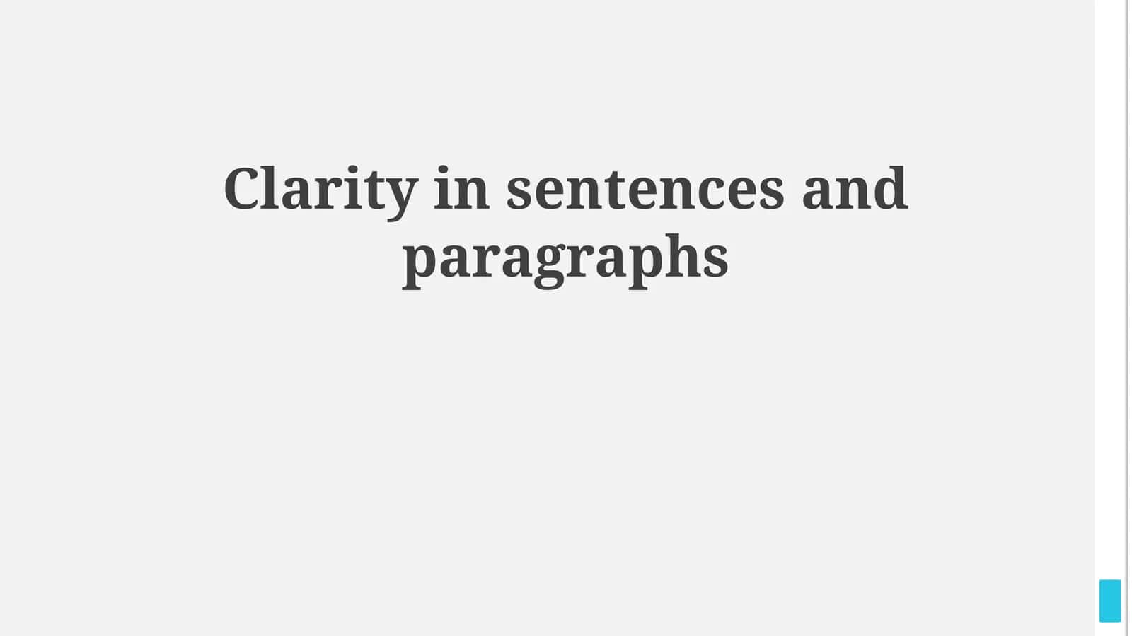 Clarity in sentences and paragraphs