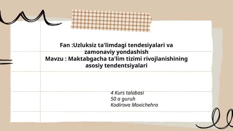 Uzluksiz ta'limdagi tendesiyalari va zamonaviy yondashish