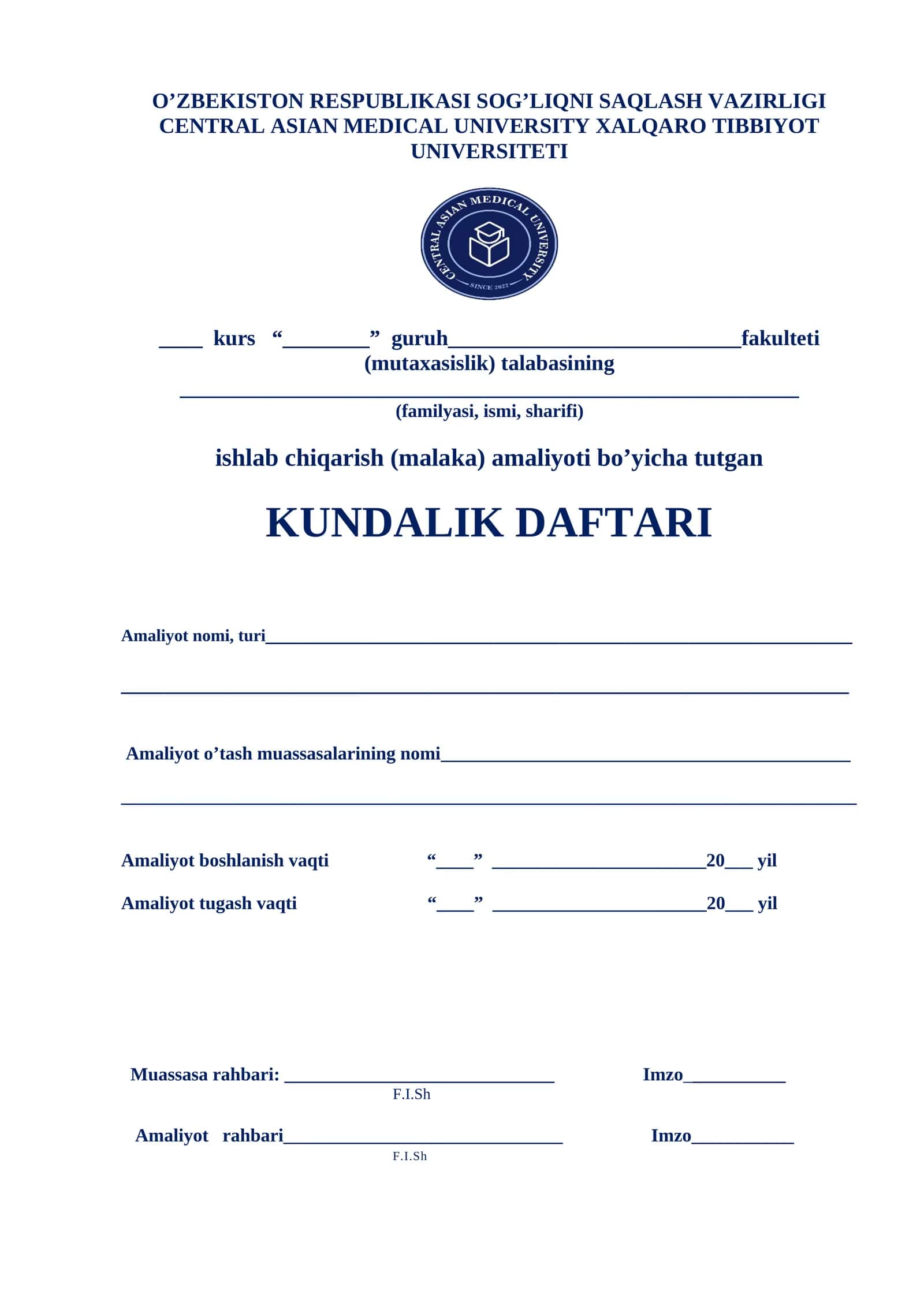 KUNDALIK DAFTARI