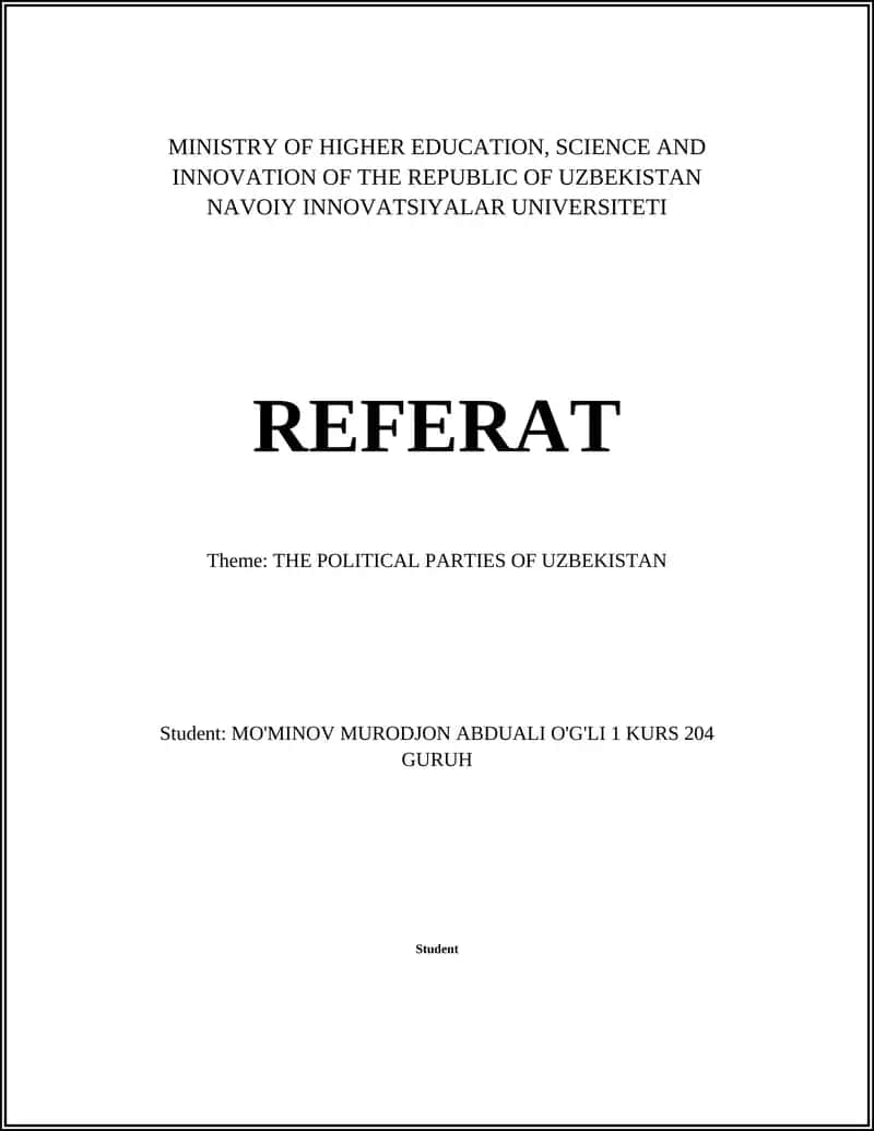 THE POLITICAL PARTIES OF UZBEKISTAN