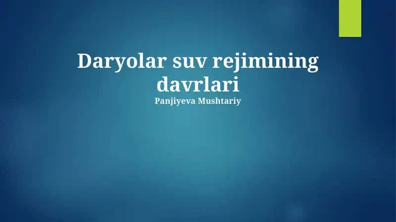 Daryolar suv rejimining davrlari