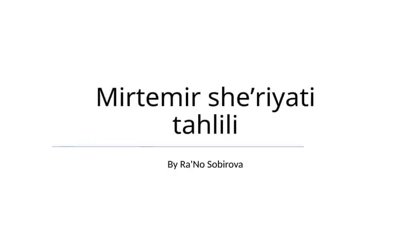 Mirtemir she'riyati tahlili