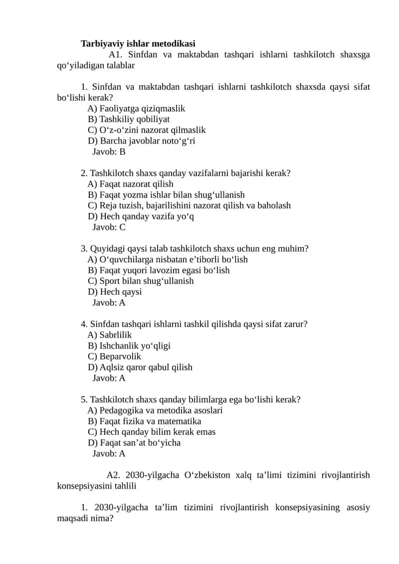Tarbiyaviy ishlar metodikasi