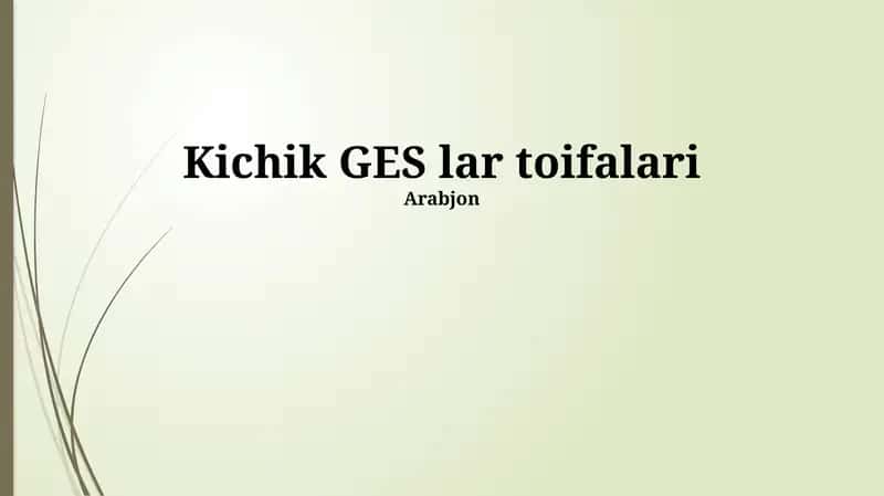 Kichik GES lar toifalari