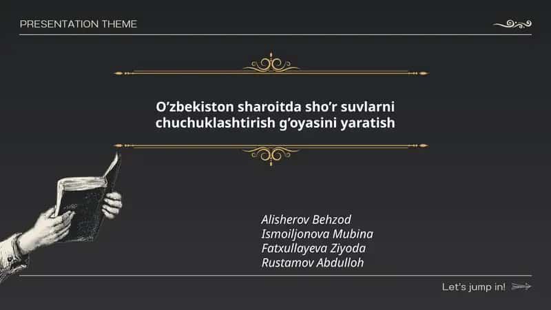 O’zbekiston sharoitda sho’r suvlarni chuchuklashtirish g’oyasini yaratish