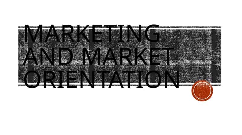 Marketing and market