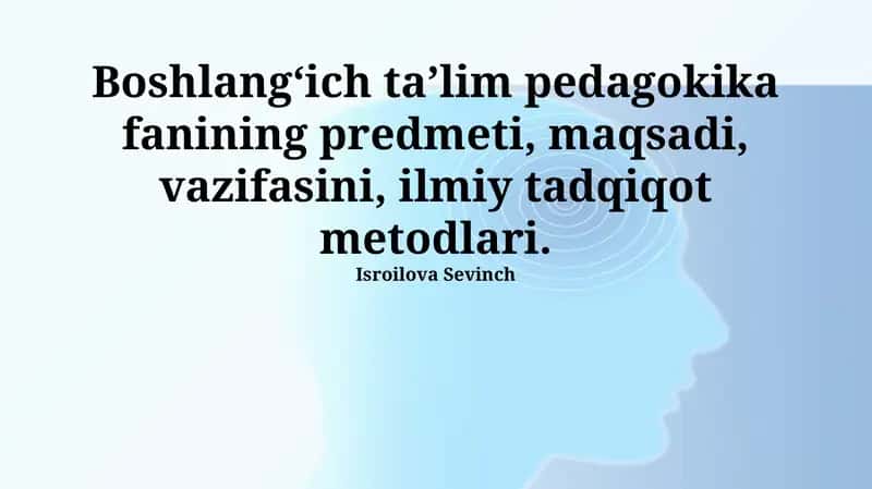 Boshlang'ich ta'lim pedagogikasi