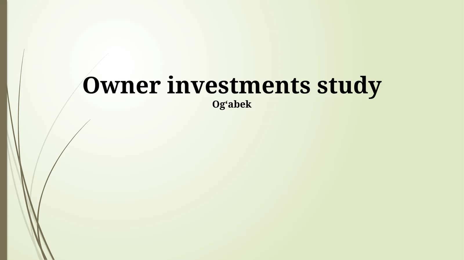 Owner investments study