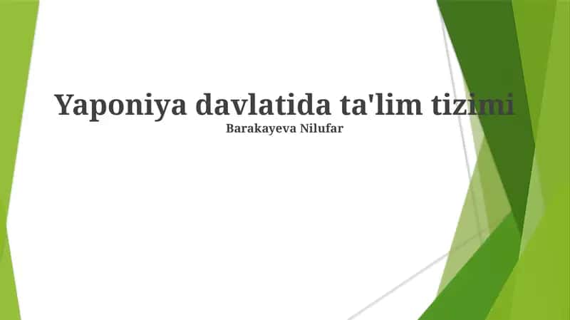 Yaponiya davlatida ta'lim tizimi