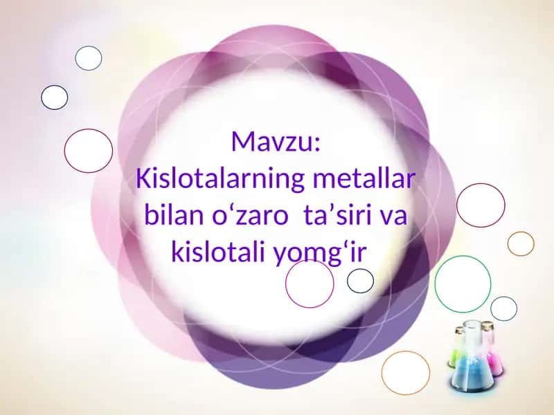 Kislotalarning metallar bilan oʻzaro taʼsiri va kislotali yomgʻir