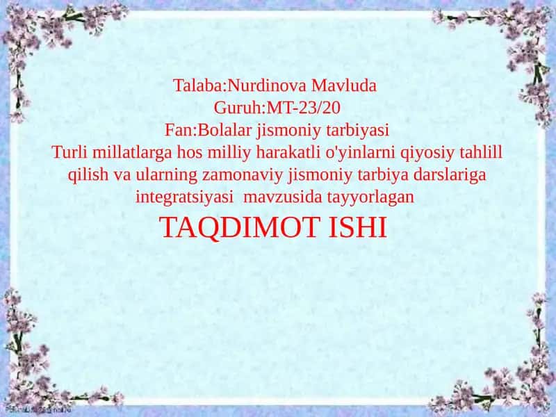 Talabalarning jismoniy tarbiyasini rivojlantirish
