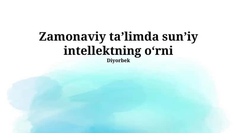 Sun'iy intellektning ta'limdagi o'rni