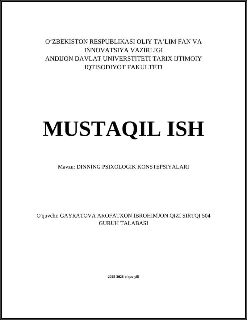 DINNING PSIXOLOGIK KONSTEPSIYALARI