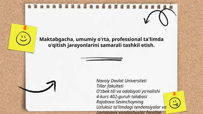 Uzluksiz ta'limdagi tendensiyalar va zamonaviy yondashuvlar fanidan tayyorlangan taqdimot