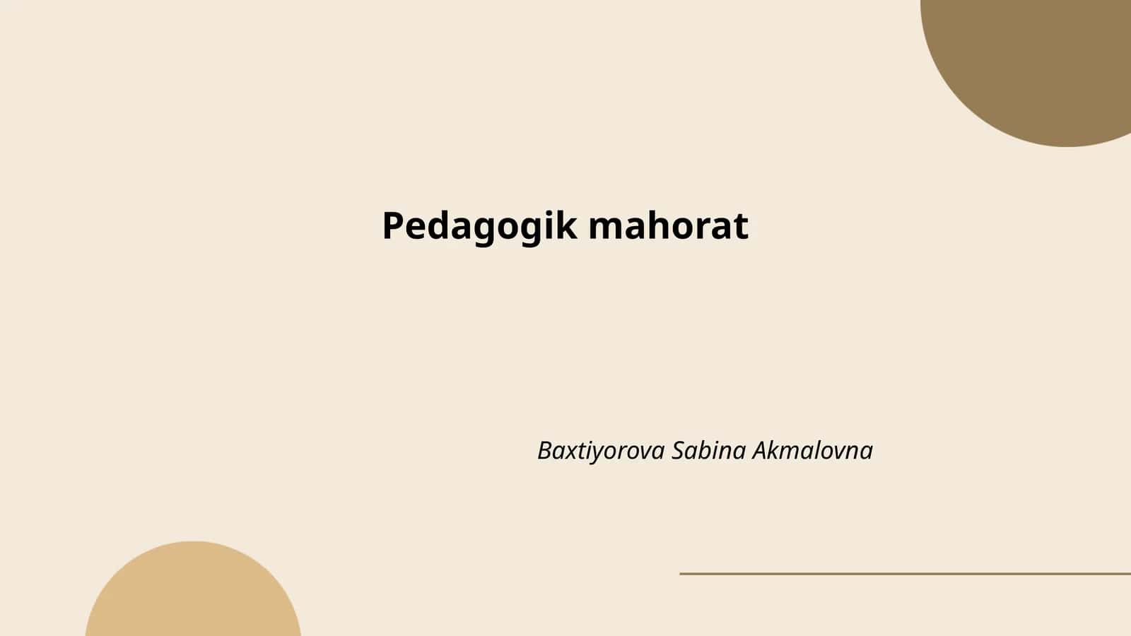 Pedagogik mahorat