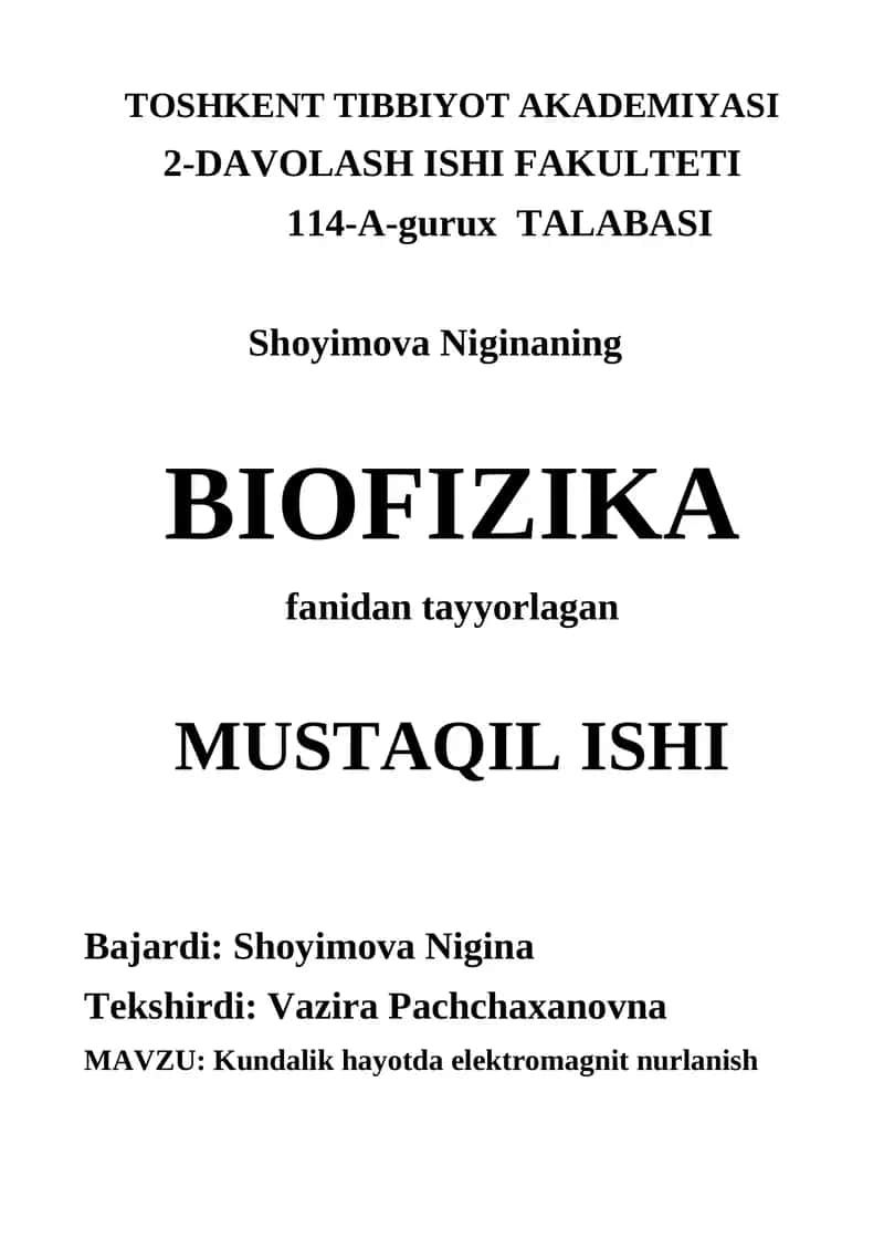 Kundalik hayotda elektromagnit nurlanish