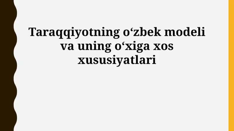 O'zbekiston taraqqiyot modeli