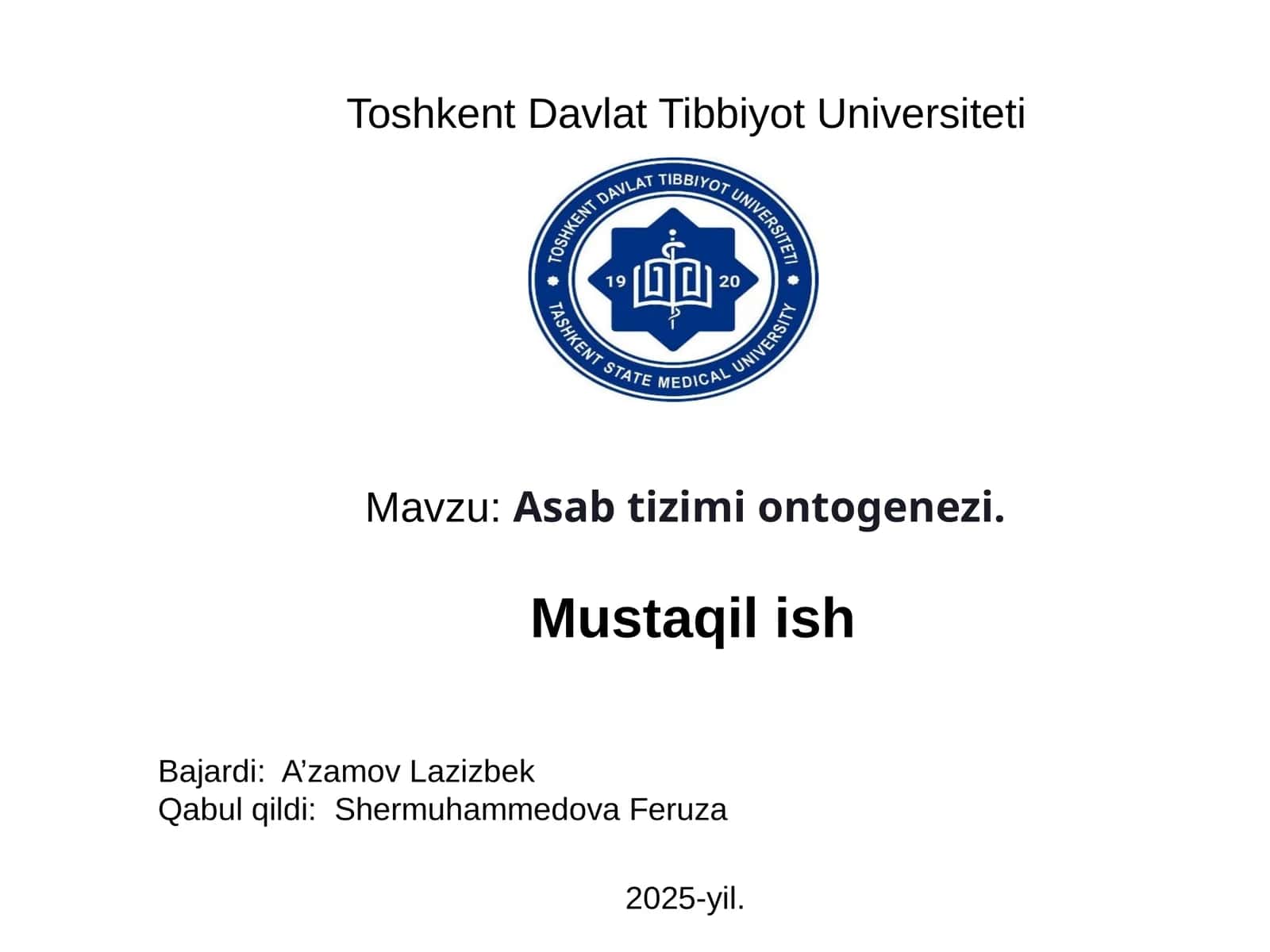 Asab tiziminin embrional rivojlanishi