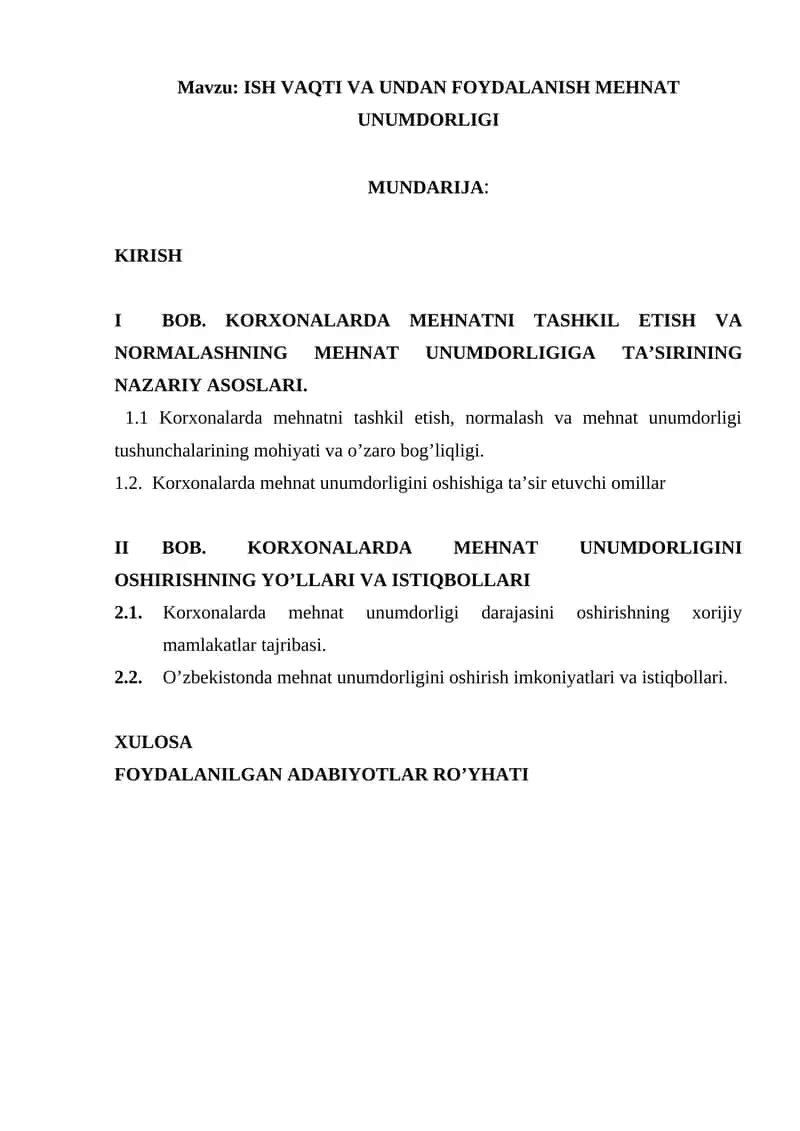 Kurs ishi mavzusining dolzarbligi.