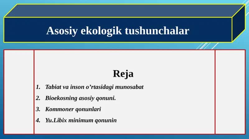 Asosiy ekologik tushunchalar