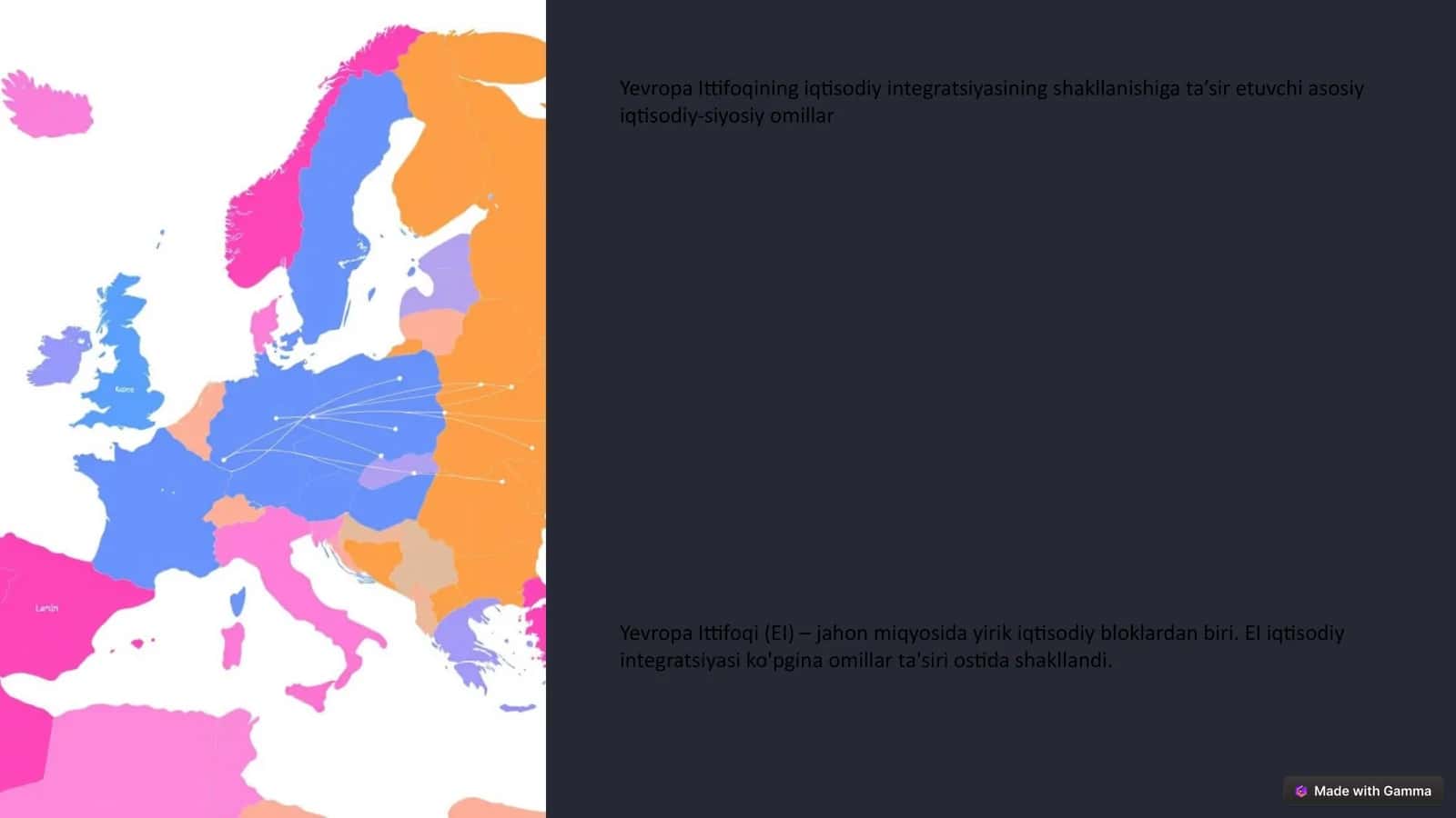 Yevropa Ittifoqining iqtisodiy integratsiyasining shakllanishiga ta’sir etuvchi asosiy iqtisodiy-siyosiy omillar